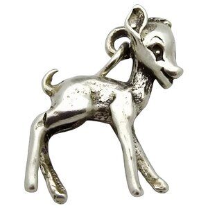 Vintage Sterling Silver 3D Baby Deer Fawn Bambi Charm 1950s